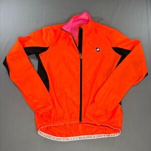 Castelli Velo Cycling Jacket Women’s Large Lightweight Jacket Neon Orange Fluo